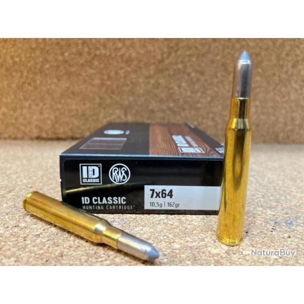 1 BOITE DE MUNITIONS CHASSE RWS CAL:  7X64  ID CLASSIC 10.5 gr