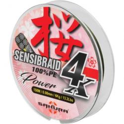 TRESSE 4 BRINS SAKURA SENSIBRAID GREEN 150M 0.18MM