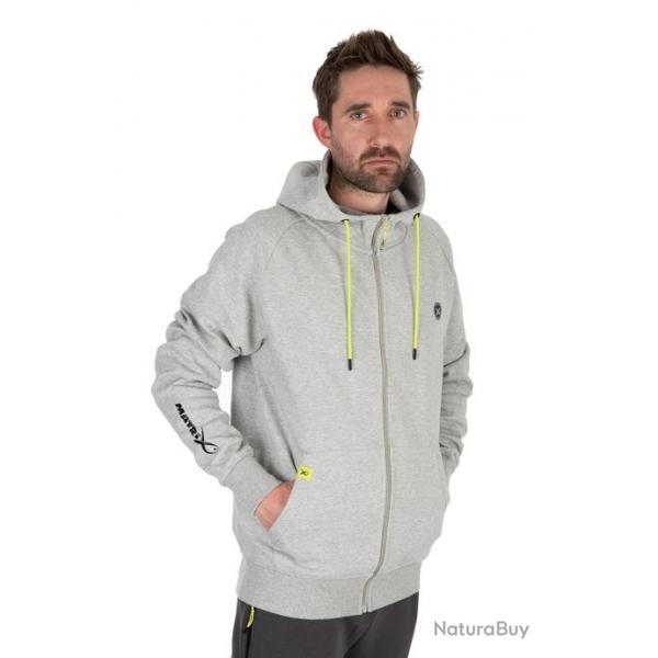 Sweat Matrix Full Zip Hoody Marl Grey/Lime (Black Edition) - XXXL