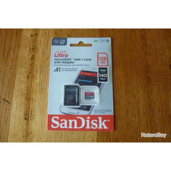 Carte mmoire micro SDXC sandisk ultra 128 GO classe 10, U1, A1