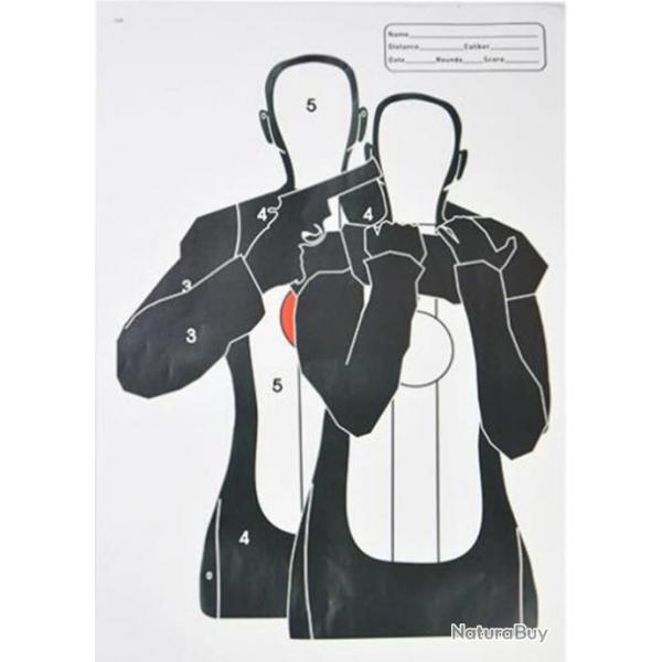 Papier cible de tir 45x32cm, 1 pice, cible silhouette en papier pour armes  feu, fusils, fusils, o