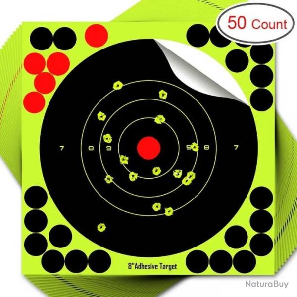 Autocollants de tir pour cible ronde Pwijk, 100 pices, 8 pouces, auto-adhsif, points, fusil de cha