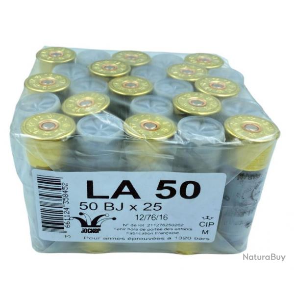 BOITE DE 25 CARTOUCHES JOCKER LA50 50G BOURRE JUPE CAL.12/76 PLOMB 4