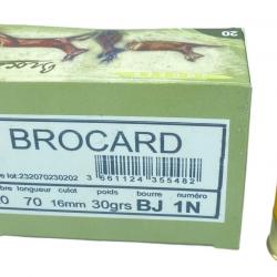 BOITE DE 10 CARTOUCHES JOCKER BROCARD 30G BOURRE JUPE CAL.20/70 PLOMB 1 NICKELÉ