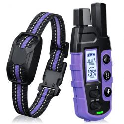 Collier de dressage pour chien avec télécommande avec écran - Violet - 1 colliers