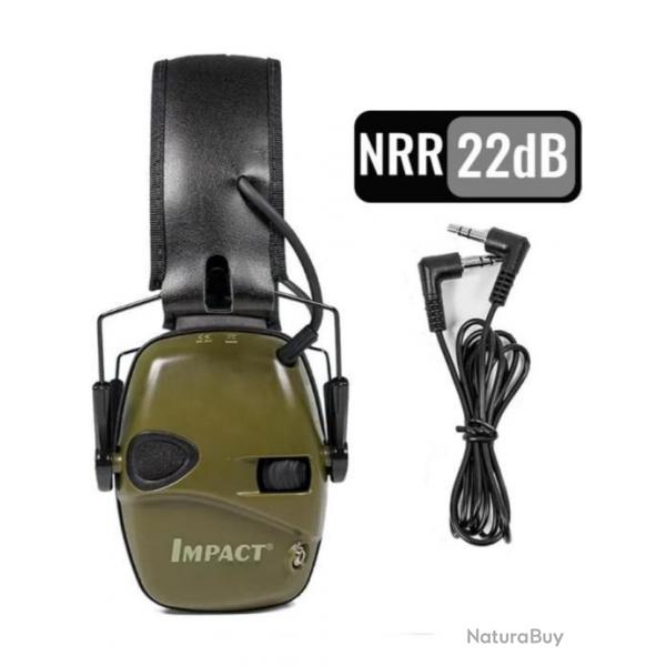 Casque lectronique de protection auditive  vert ou noir