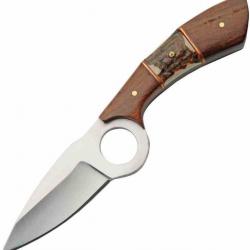 Couteau de Chasse Rite Edge Showdown Horn Hunter Lame Acier Inox Manche Bois/Bois de Cerf PA203510WD