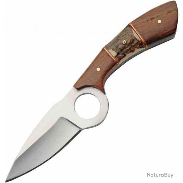 Couteau de Chasse Rite Edge Showdown Horn Hunter Lame Acier Inox Manche Bois/Bois de Cerf PA203510WD