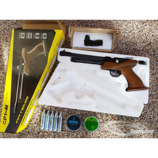 Pistolet de prcision ARTEMIS CP1-M + Viseur + Plombs & CO2 + Porte cibles GAMO