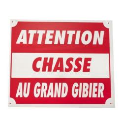 Panneau attention chasse au grand gibier dim 25 x 30 cm en polypropylène alvéolaire