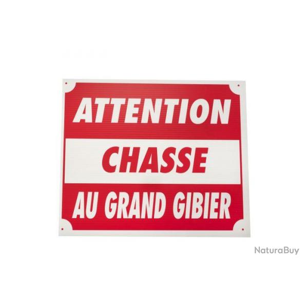 Panneau attention chasse au grand gibier dim 25 x 30 cm en polypropylne alvolaire