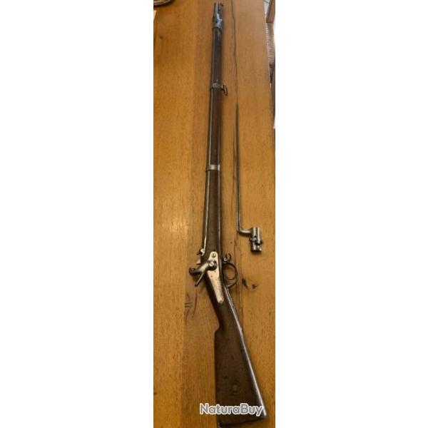 FUSIL D'INFANTERIE MODELE 1842 T (1857) avec baonnette  douille 1847