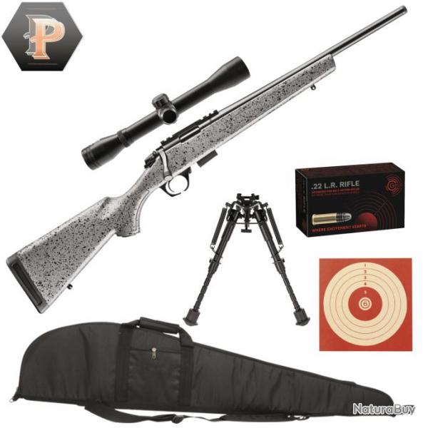 Pack Tireur Carabine  verrou Bergara BMR Steel synthtique cal. 22lr lunette + bipied + fourreau + 