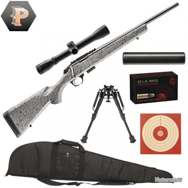 Pack Tireur Carabine  verrou Bergara BMR Steel synthtique cal. 22lr lunette + bipied + modrateur 