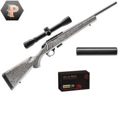 Pack Tireur Carabine à verrou Bergara bmr steel synthétique cal. 22lr Modérateur + Lunette + munitio