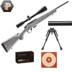 Pack Sniper ! Carabine Bergara BMR Steel synthétique cal.22lr +Lunette 6-24X50 + Bipied + Modérateur