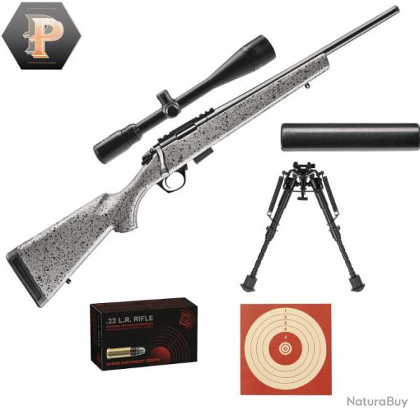 Pack Sniper ! Carabine Bergara BMR Steel synthtique cal.22lr +Lunette 6-24X50 + Bipied + Modrateur