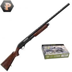 Pack chasseur ! Fusil de chasse à pompe Yildiz S71 crosse bois Cal 12/76 + mun