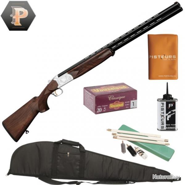 Pack Chasseur ! Fusil superpos Luxe Yildiz ejecteur plaine cal. 20/76 + mun + fourreau + nettoyage 