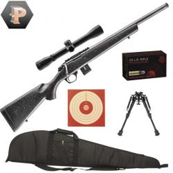 Tireur Carabine Bergara BMR carbon synthétique cal. 22LR + Lunette 4x32 + Bipied + fourreau +50 Muni