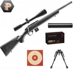 Pack Sniper Carabine Bergara BMR carbon cal.22LR + Lunette 6-24x50 + Bipied + Silencieux + Mun + Cib