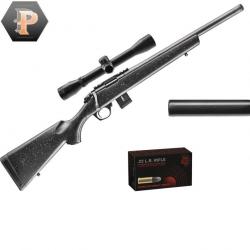 Pack Tireur Carabine Bergara BMR carbon synthétique cal. 22LR + Lunette 4x32 +50 Munitions + modérat