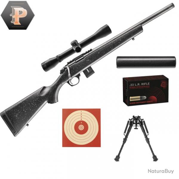 Pack Tireur Carabine Bergara BMR carbon synthtique cal. 22LR + Lunette 6-24X42 + Modrateur + Bipie