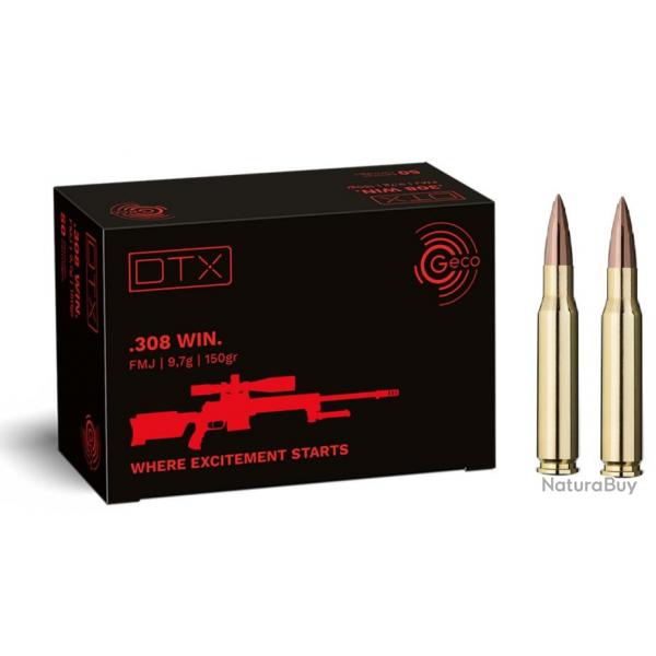 Cartouche Geco / cal. 308 Win. - DTX FMJ Blinde 9,7 g / 150 gr