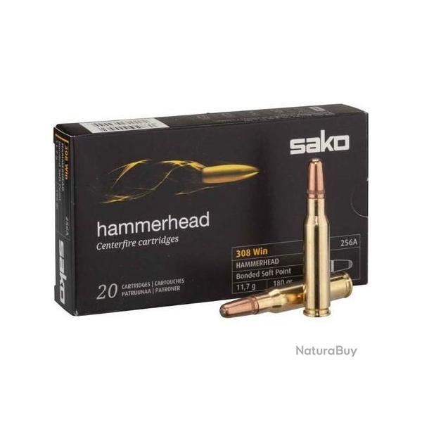 Cartouche Sako / cal. 308 Win. - Hammerhead SP 11,7 g / 180 gr