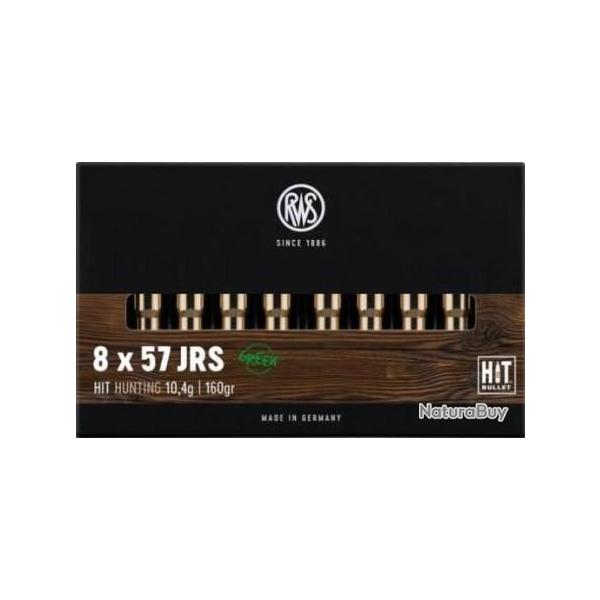 Cartouche RWS / cal. 8x57 JRS - HIT 10,4 g / 160 gr