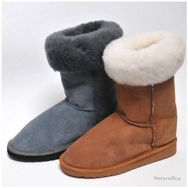 Bottes femme en peau d'agneau vritable 37 moka