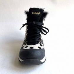 Sneakers d'hiver en peau cuir et daim de luxe à motifs pois pour femme - Olang BAMBOO 38 noir  38