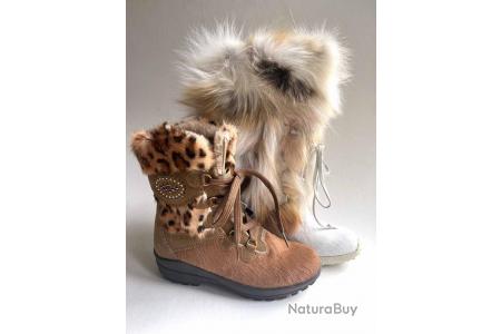 Bottes luxueuses femme fourrure et cuir de vache olang Aspen 37 blanc 37 Bottes 12369590