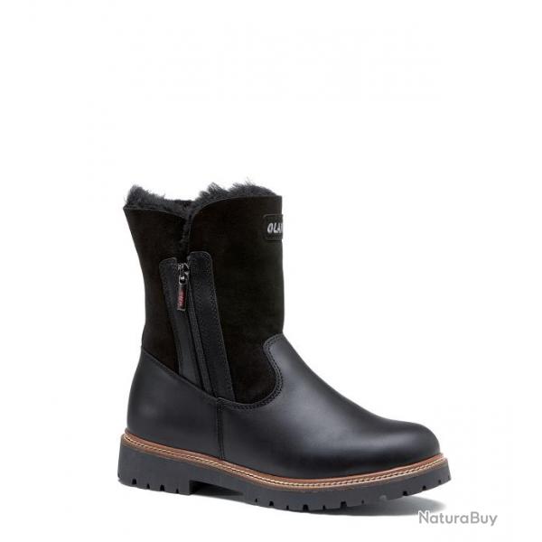 Bottes d'hiver femme en cuir hydrofuge fourres agneau - Olang DEBORA noir  37