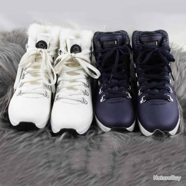 Baskets chaudes pour femme en cuir MARINE OU BLANC 38 bleu marine navy 38