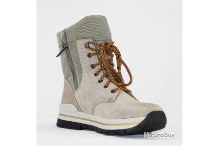 Bottines chaudes d'hiver pour femme en cuir nubuck beige et - Main Image
