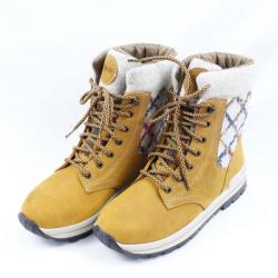 Chaussures chaudes pour femme en cuir hydro jaune et col en laine véritable à motifs 38 38 jaune mou