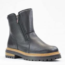 Bottes chaudes d'hiver pour femme en cuir de vachette foulonné noir 38 noir  38