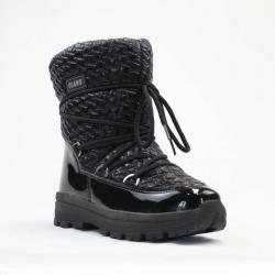 Bottes d'hiver chaudes pour femme en cuir vernis et col à effet bulles d'air 38 noir  38