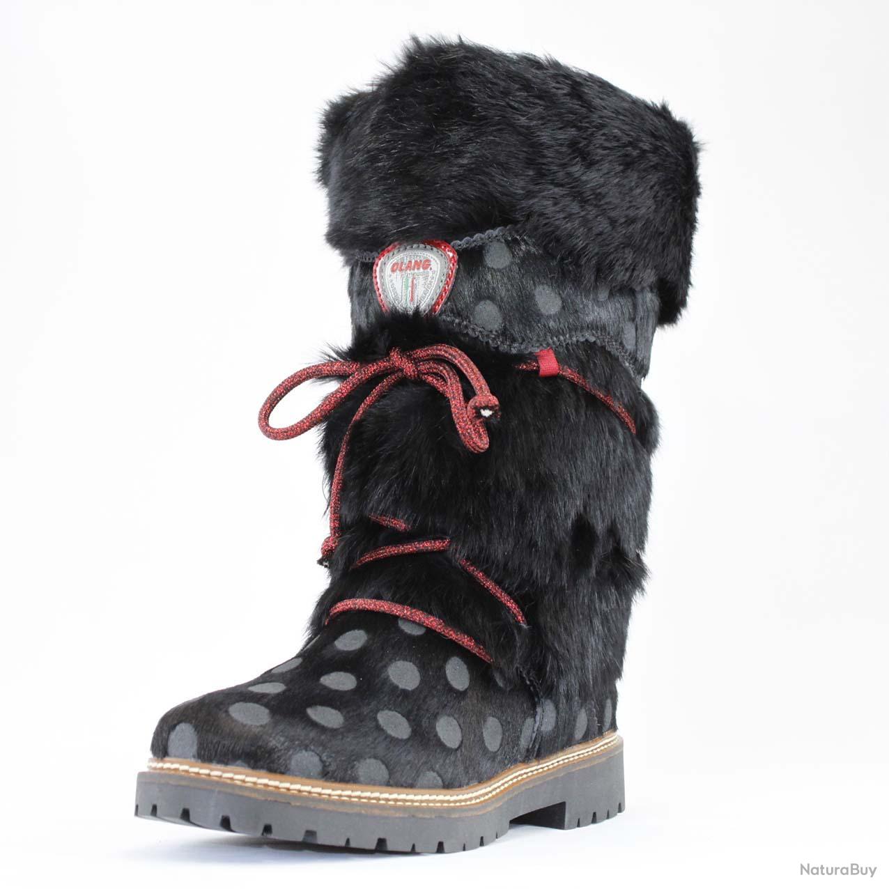 Bottes hautes d'hiver pour femme en fourrure de lapin et dessus en