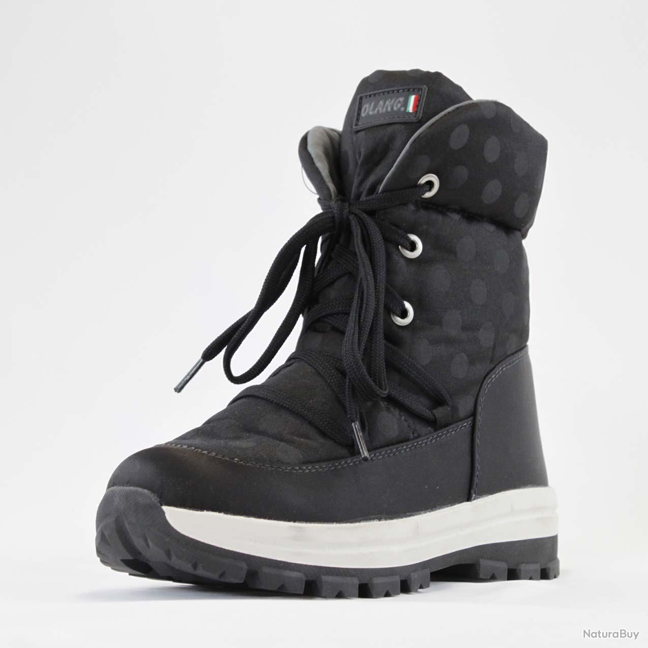 Bottes chaudes d'hiver pour femme en tissu polyester noir à pois