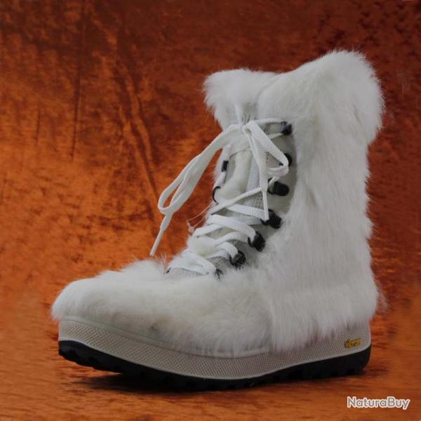 Bottines chaudes pour femmes d'hiver en poils de lapin blanc 38 blanc  38