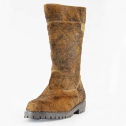 Bottes mi-mollet chaudes d'hiver pour femmes en peau de vache brune 38 38 marron foncé