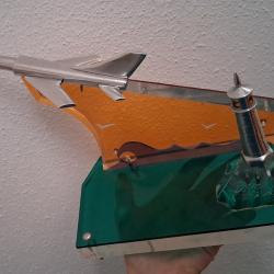 SOUVENIR ANCIEN PLEXIGLASS MÉTAL "MER AVION PHARE" FABRIQUÉ EN URSS CCCP 1970