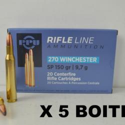 5 Boite de Balles Calibre 270 Winchester 150gr SP