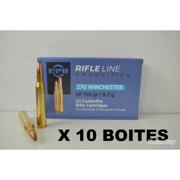 10 Boites de Balles Calibre 270 Winchester 150gr SP