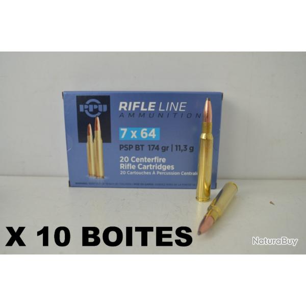 10 Boites de Balles Partizan Calibre 7x64 Brenneke 175gr PSP