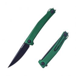 Couteau Real Steel Teres Green Manche Aluminum Lame Acier Nitro-V Black PVD IKBS Clip RS7111GB