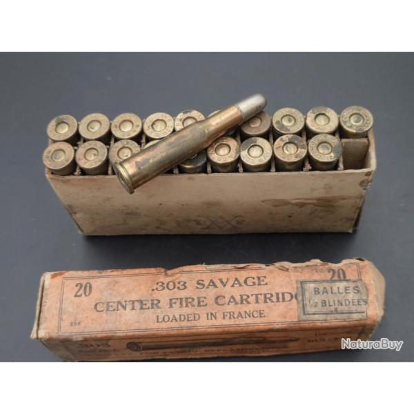 303SAV BOITE DE 20 CARTOUCHES MUNITIONS CAILBRE 303 SAVAGE Bon  Categorie C