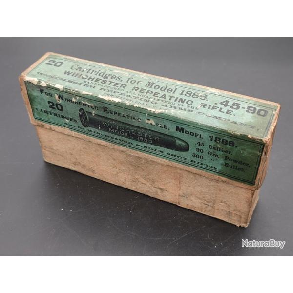 45-90 WINCHESTER 1886 BOITE DE 20 CARTOUCHES MUNITIONS CAILBRE 45-90WCF Trs bon  XIX eme Categorie 